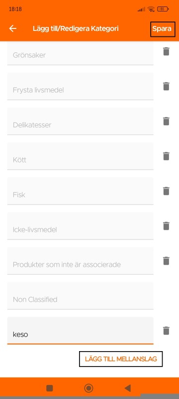 Add/Edit Category screen